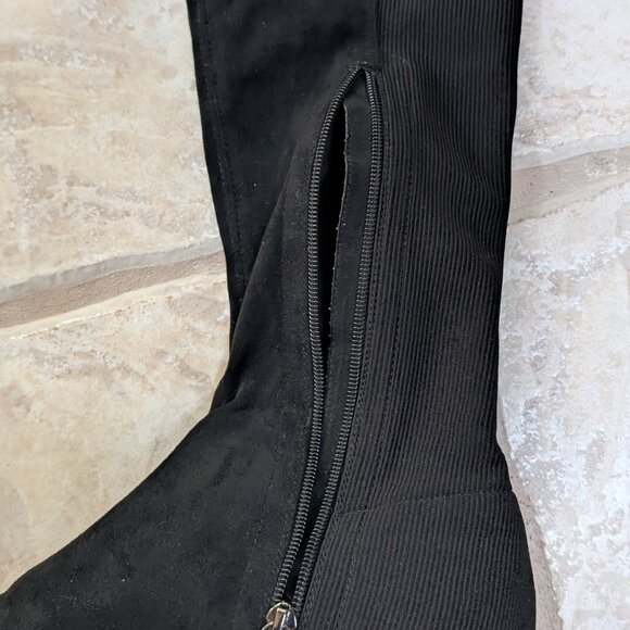 Zara Suede Black Over the Knee Boots - Picture 3 of 7